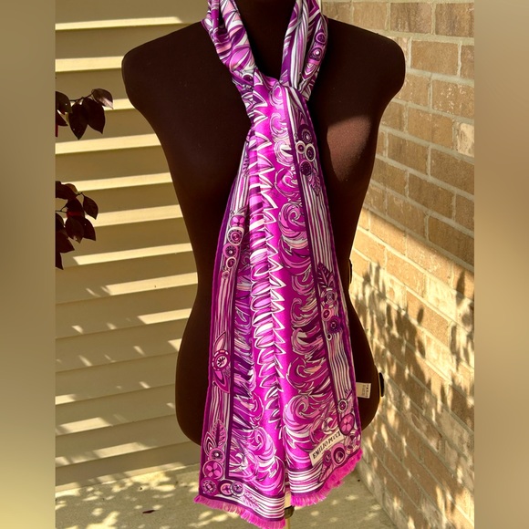 NWOT EMILIO PUCCI 💯silk scarf-70’s inspired print-Made in Italy-Beautiful! - Picture 3 of 8
